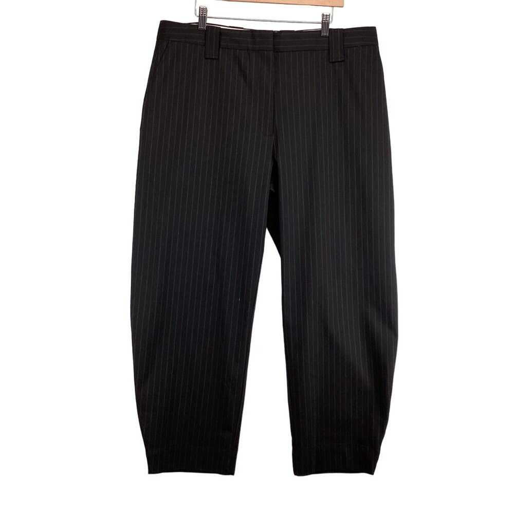Ganni Womens Black Pinstripe Pants Size 46‎ US 16 NWT Trousers Career